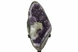 Amethyst Geode Section with Calcite on Metal Stand - Uruguay #171891-2